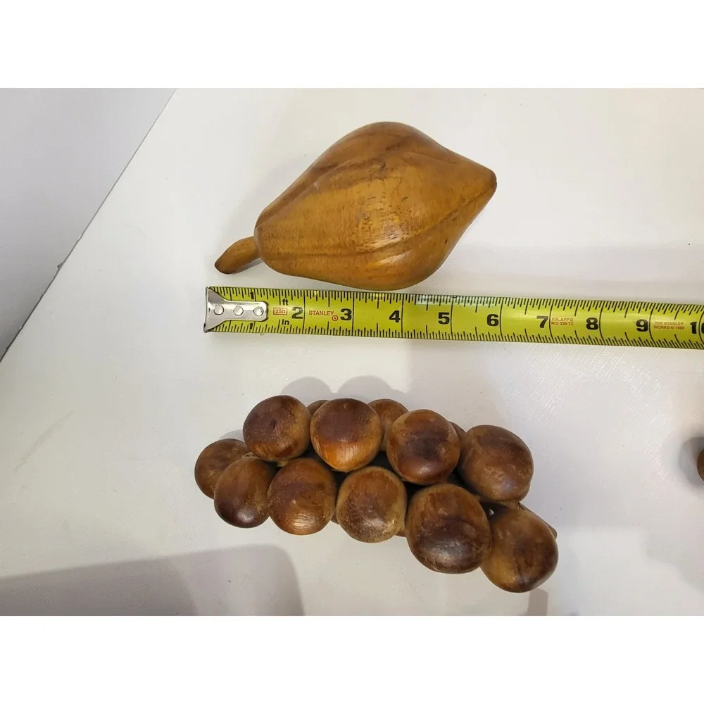 Vintage Mid Century Modern Monkey Pod Wooden Fruit Bowl Set 6 Piece Hand Carved